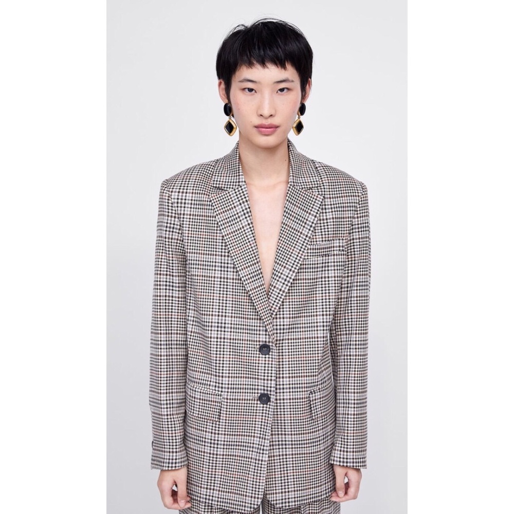 Zara Plaid Check Blazer Jacket